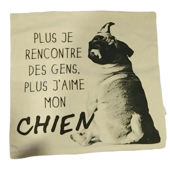 Cute Dog/Puppy  Pillow Cover 18x18in - French - Picture 1 of 7